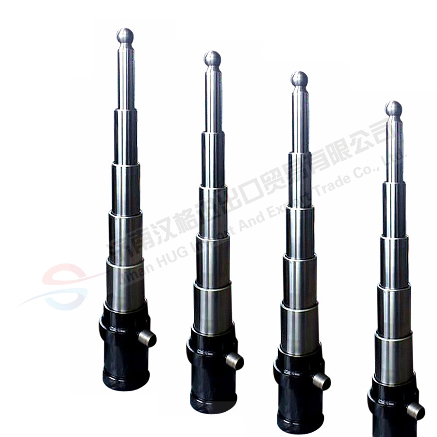 Multistage 3-20 ton telescopic single acting hydraulic cylinder for dump truck