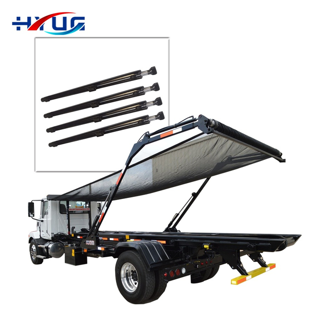 Custom Black PVC Truck Tarpaulin Truck Tarp Long Stroke Hydraulic Cylinder Lift Systems