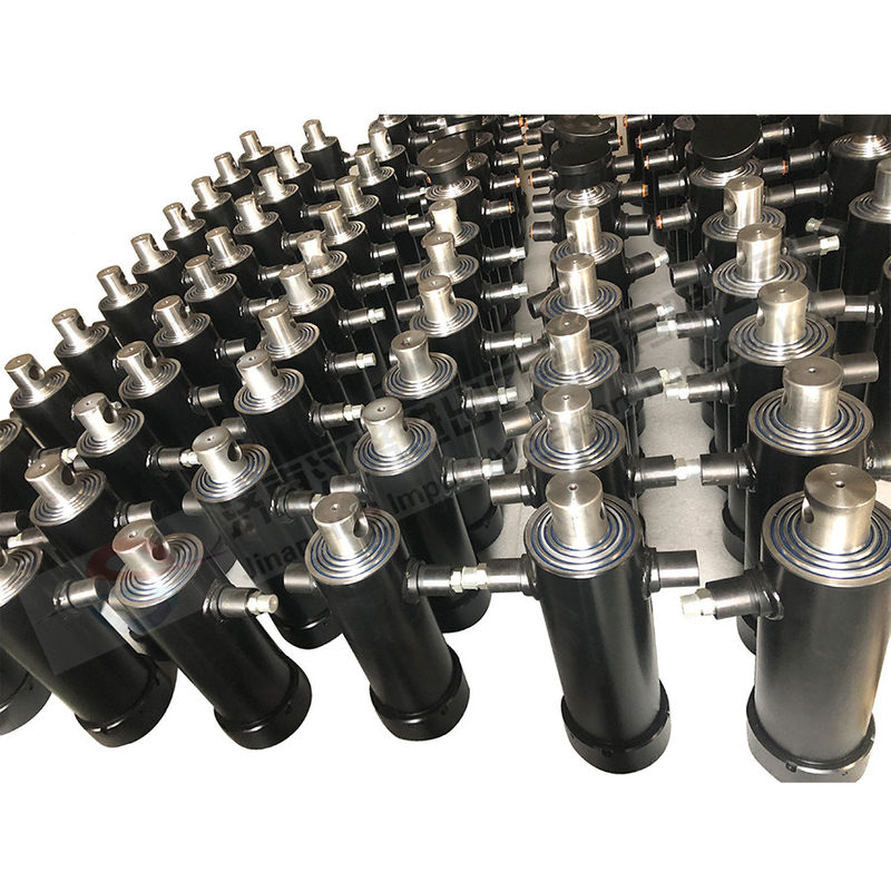 Telescopic multi stage hydraulic cylinder under the body for dump trailers