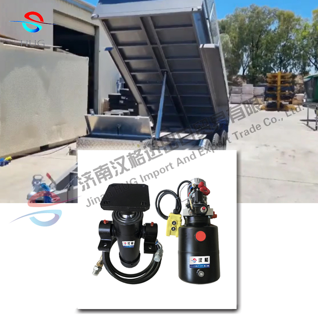 Dump trailer mid mount under body telescopic hydraulic cylinder hydraulic lift kit
