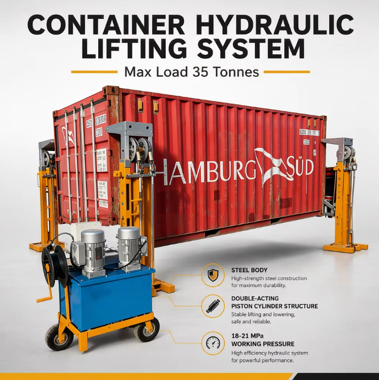 Forklift Type Telescopic Double Acting Hydraulic Cylinder Hoist System for Container House Lifting