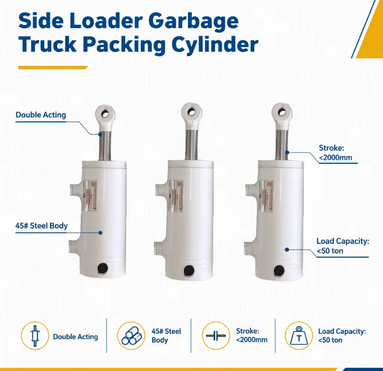 CE Certified High Seal Low Leakage Rust Resistant Custom Double Acting Hydraulic Cylinders for Garbage Trucks