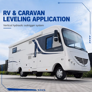 RV Motorhome Hydraulic Automatic Self Leveling System 4 Outrigger Hydraulic Legs Stabilizer Jack Kit
